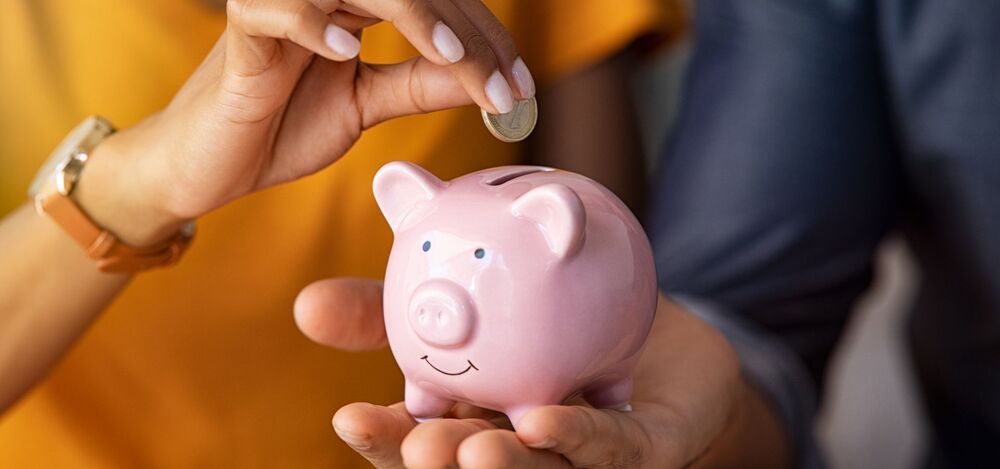 Save money in piggy bank